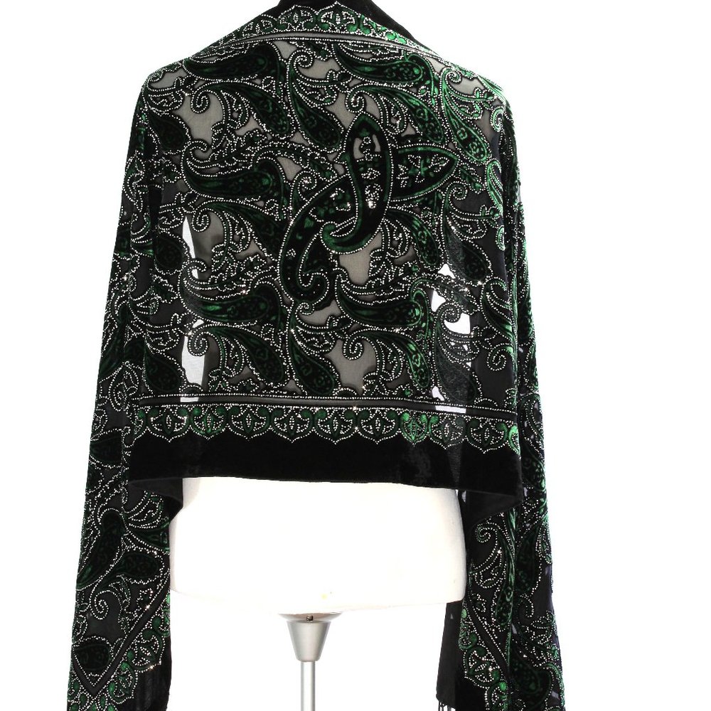Vintage Silk Burnout Velvet Shawl Wrap Scar